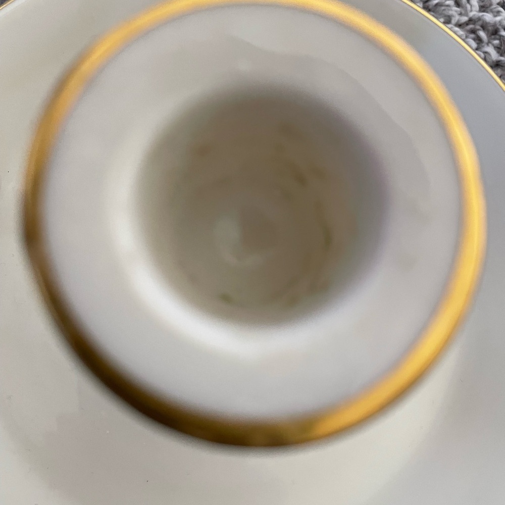 Lenox Candlestick Holder off white cream With Handle Greenfield 24k trim - Picture 3 of 6